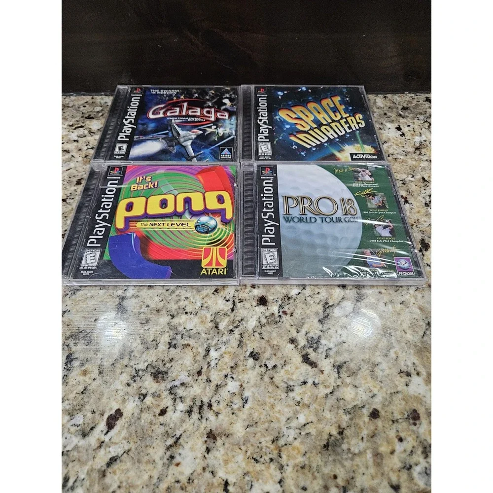 Lot of 4 Sony PlayStation 1 PS1 Games Pong Space Invaders Galaga - Picture 1 of 3